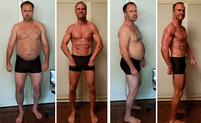 Freds Fettabbau-Transformation – Seiten- und Frontprofil