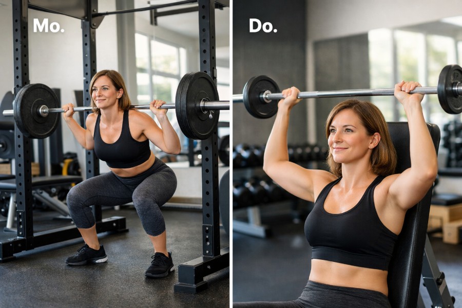 Eine Frau, die am Montag und Donnerstag ein minimalistisches Krafttraining absolviert