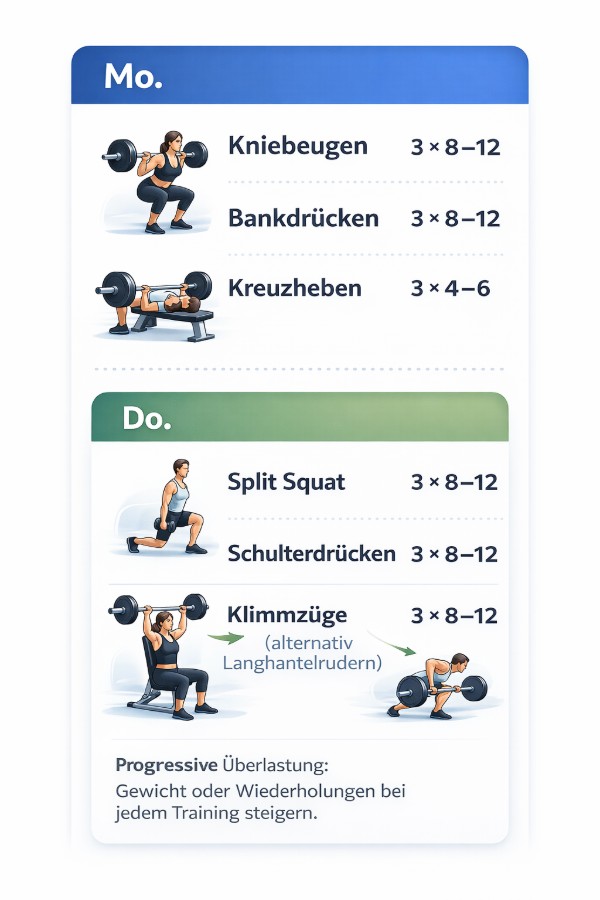 Infografik-Beispiel für einen minimalistischen Trainingsplan