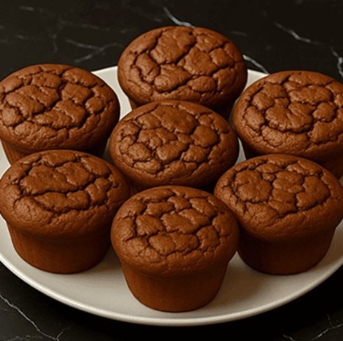 ein Teller mit sieben Schokolade-Kürbis-Protein-Muffins