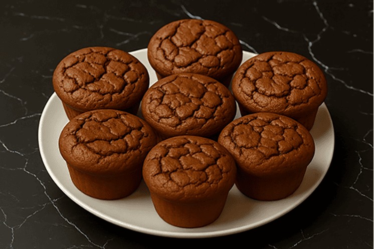 ein Teller mit sieben Schokolade-Kürbis-Protein-Muffins